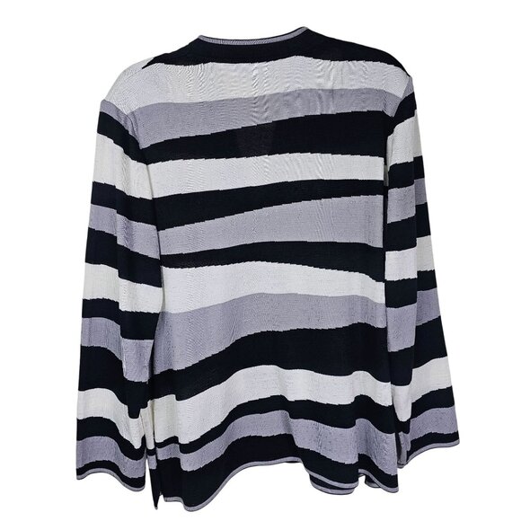 Ming Wang Open Front Hook Cardigan Sweater 1X Lilac Geometric Office Mature - Picture 2 of 11